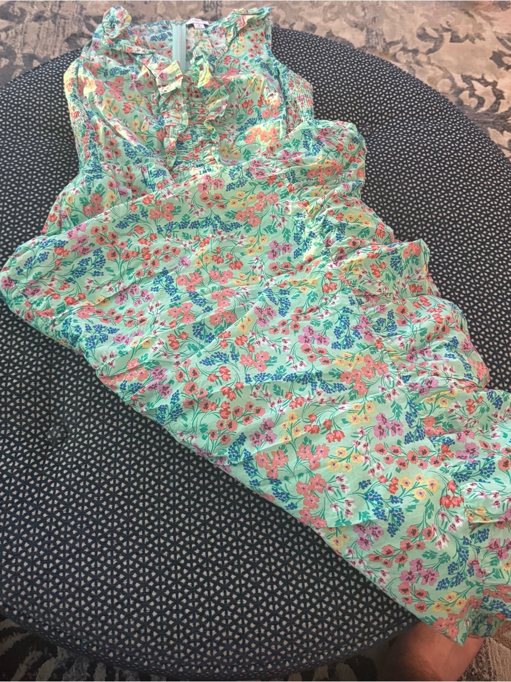 J. Crew Mint Green Floral Ruffle Sundress